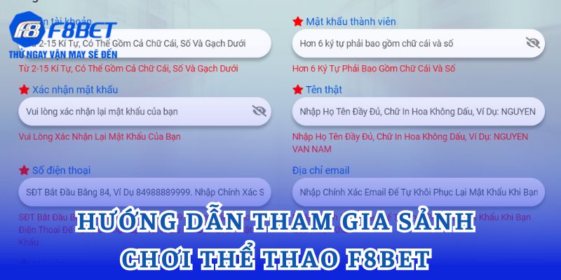 Hướng dẫn tham gia sảnh chơi thể thao F8bet